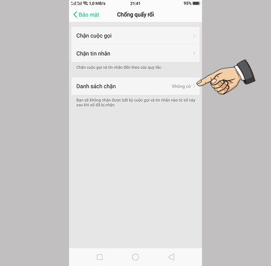 Vào danh sách chặn